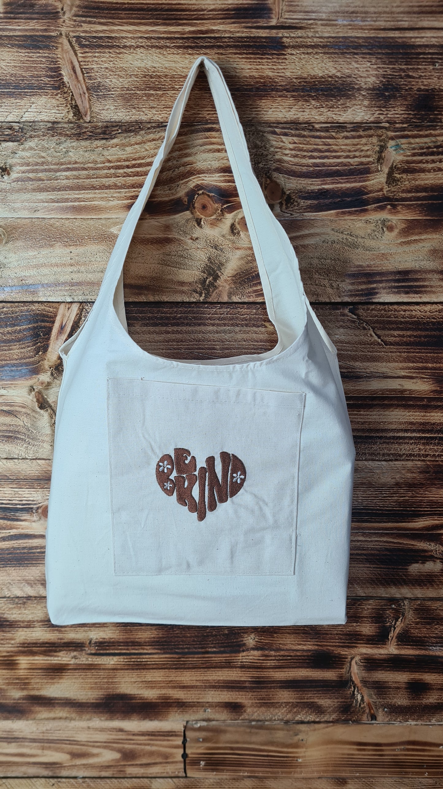 Totebag japonais beige brodé BE KIND