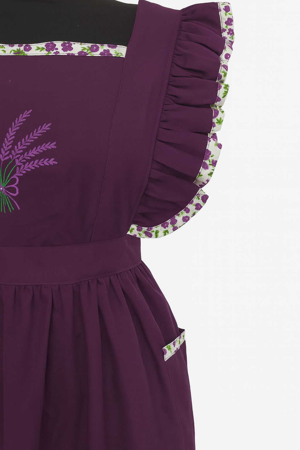 Tablier de cuisine vintage mauve brodé