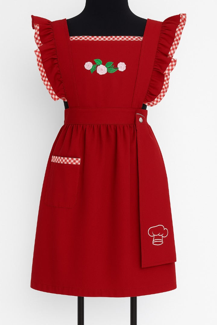 Tablier de cuisine vintage grenat