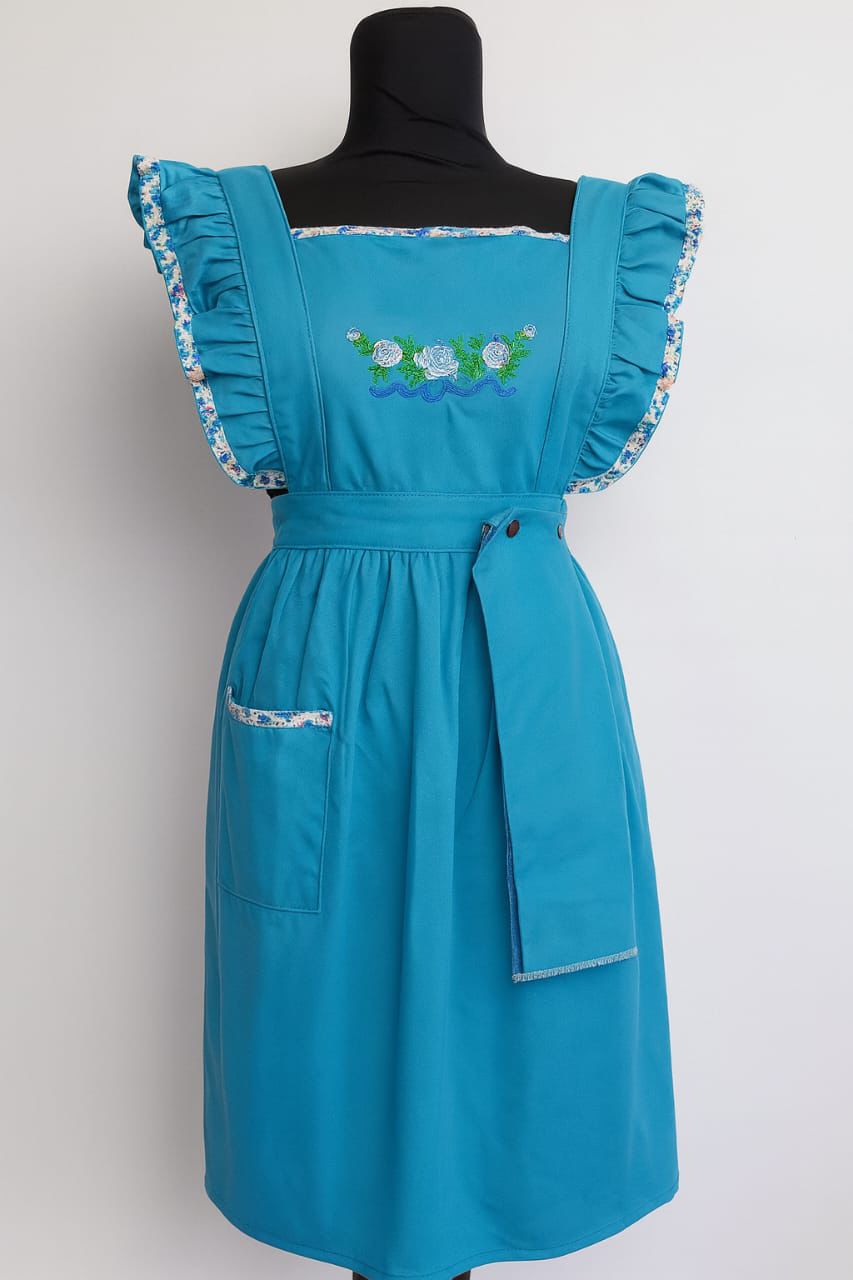 Tablier de cuisine vintage bleu