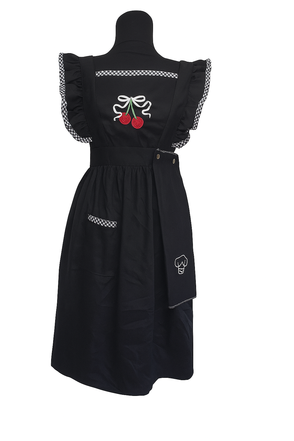 Tablier de cuisine vintage noir cerises